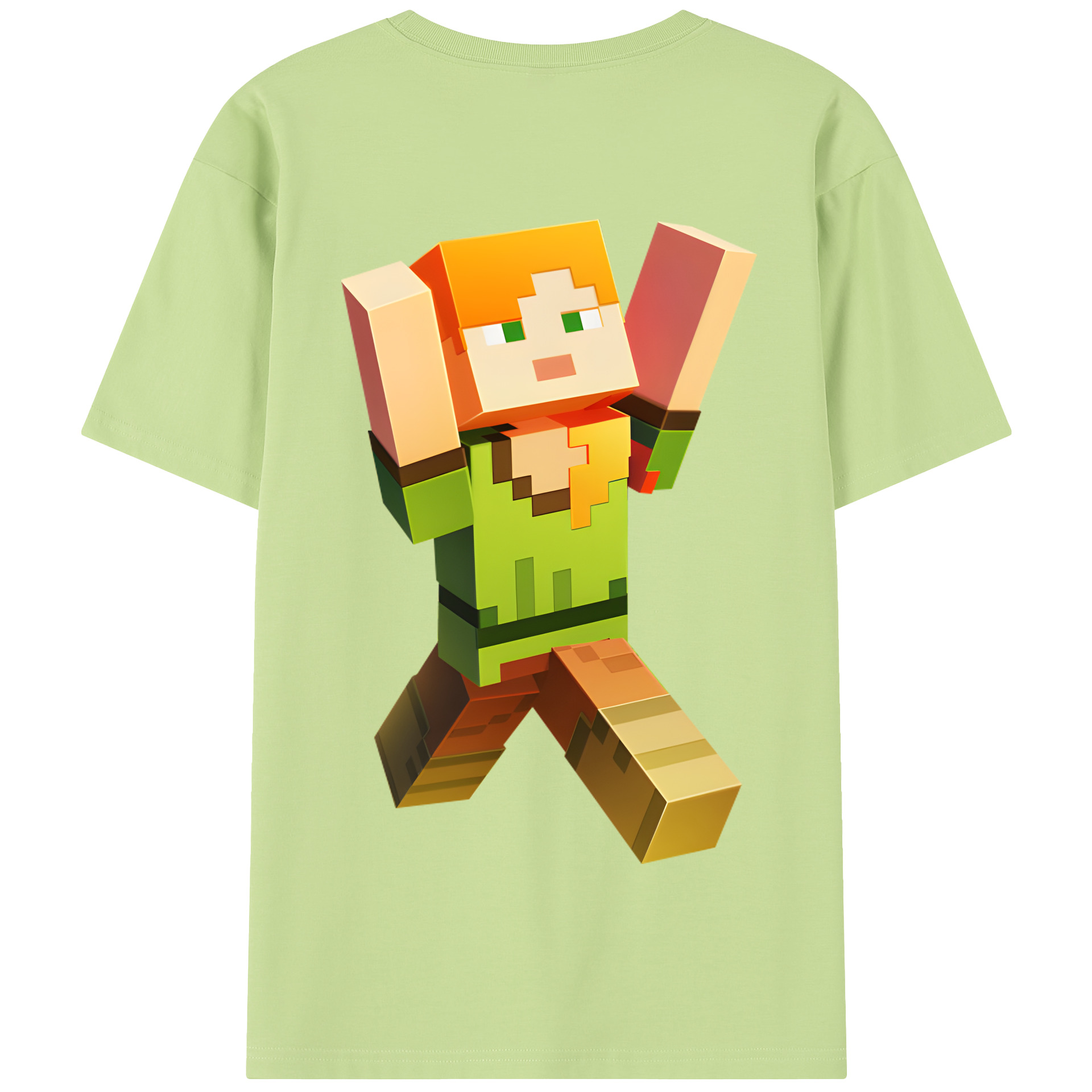 （画像用） マインクラフト ブロックの世界 Minecraft MC Block world 綿100％半袖Tシャツ（背面プリント）